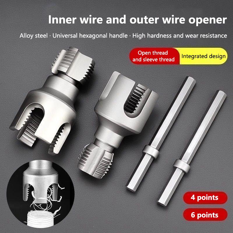 Alloy Steel Thread Opener Set Durable Inner Outer Thread Universal Hex Handle for Mechanical Repair DIY Projects