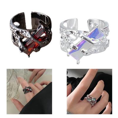 Chic Adjustable Rings Adornment with Gemstones Accent In a Unique Molten Lava Style for Versatile Fashion Statements