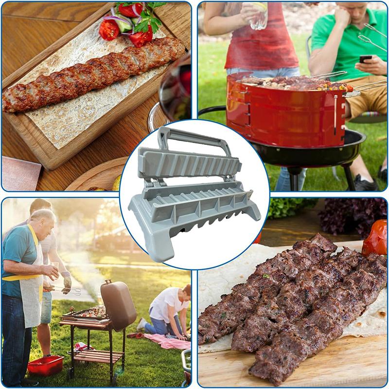Kebab Maker Nem Enkelt Række Grill Barbecue Spyd Tilbered Kebab Maker Presse Maskine Genanvendelig Manuel Grill Kebab Form