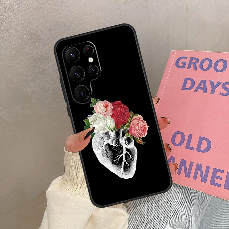 Human Anatomy Heart Art For Samsung Galaxy S22 S23 Ultra S21 FE Note 10 20 Ultra S8 S9 S10 Plus S20 FE Phone Case