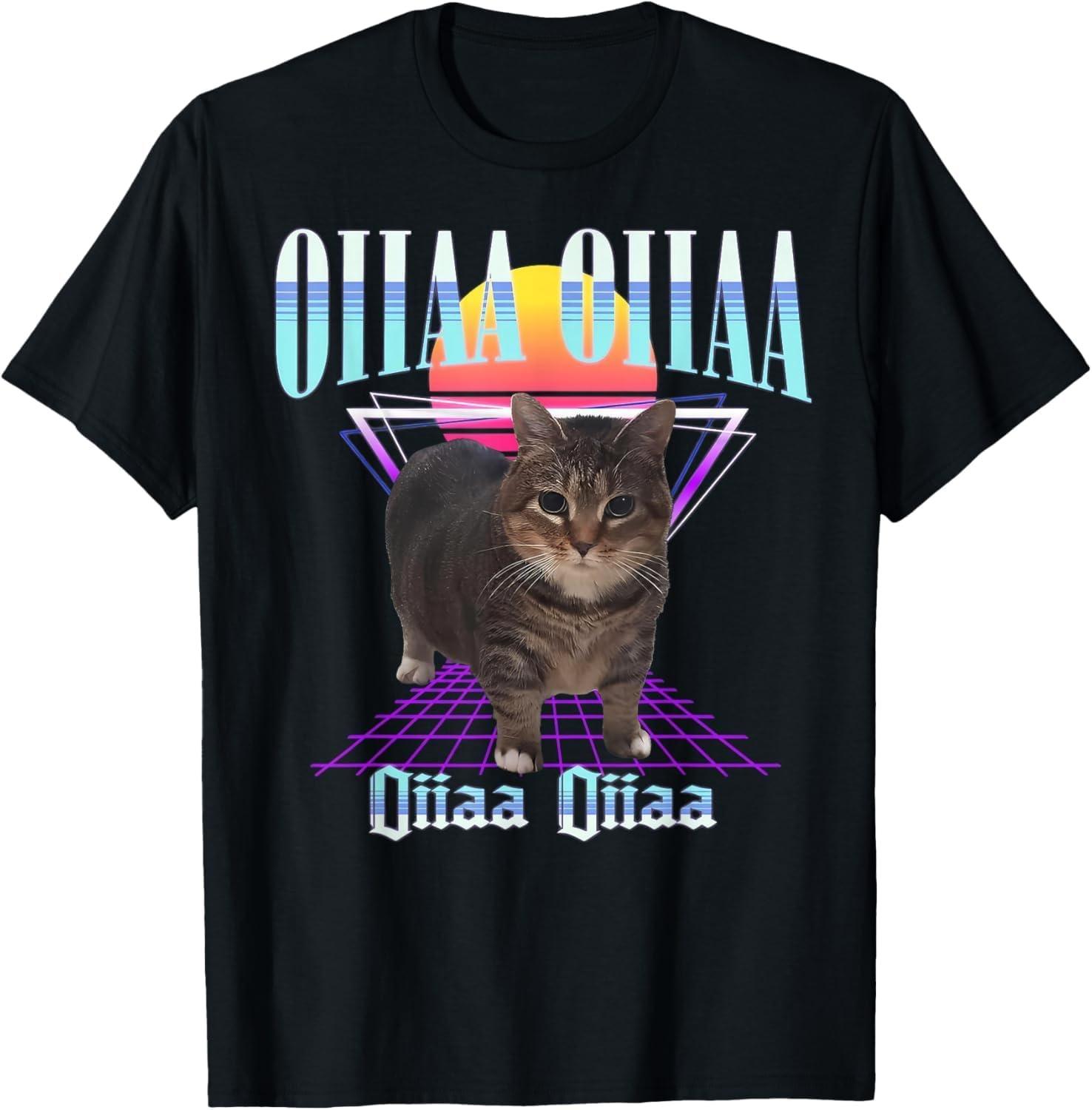 

Oiia Oiia Cat Meme Funny Spining Cat Gifts for Men Women Kid T-Shirt XXXXXL чорний