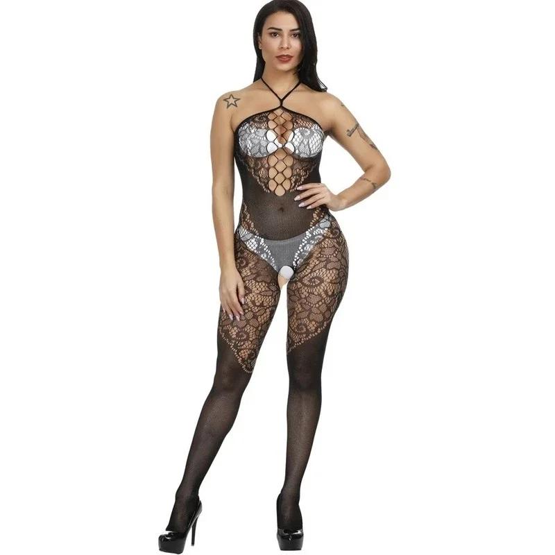 Sexy Hollow Out Bodysuits Womens Mesh See Through Teddy Lingerie Babydoll Erotic Open Crotch Underwear Porn Flirting Sex Costume