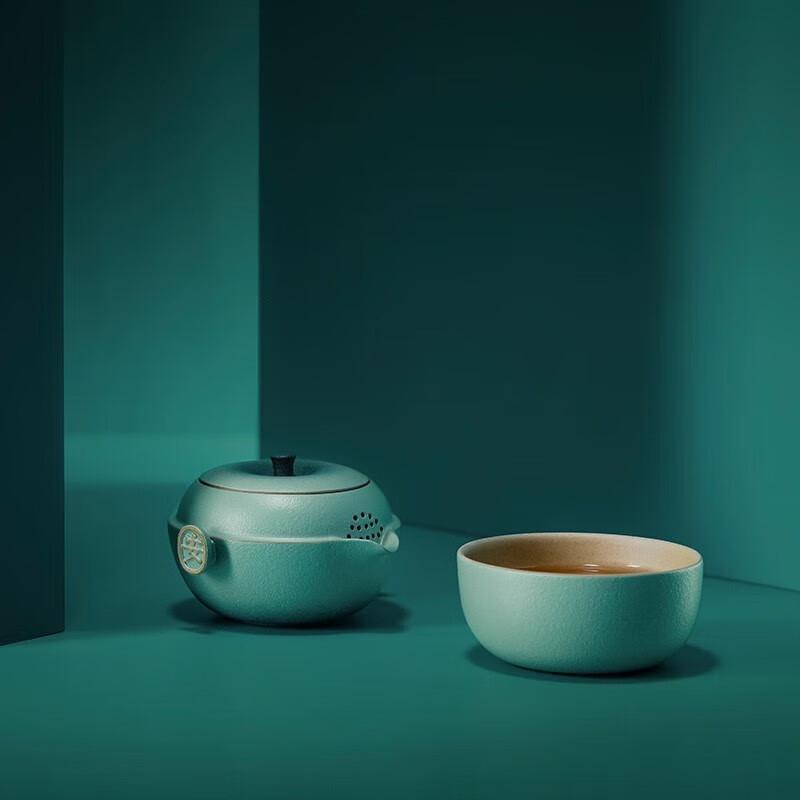 Edenus Peace Guest Lake Green Glaze Ceramic Travel Tea Set