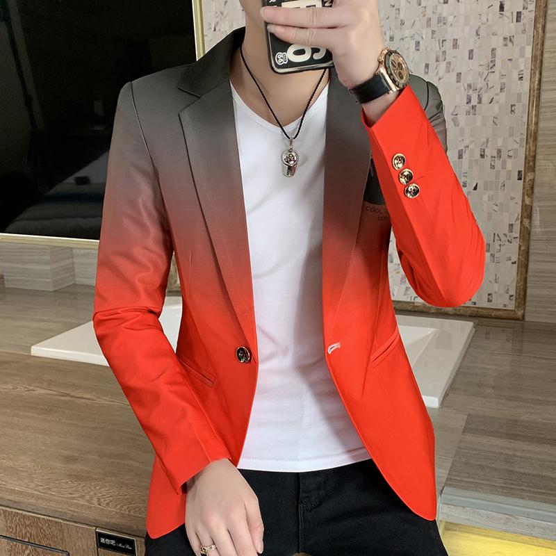 Blazer Fot Men Spring New Male Gradient Suit Jacket Masculino Korean Style Slim Fit Casual Men Fashion Trend Dress Jacket
