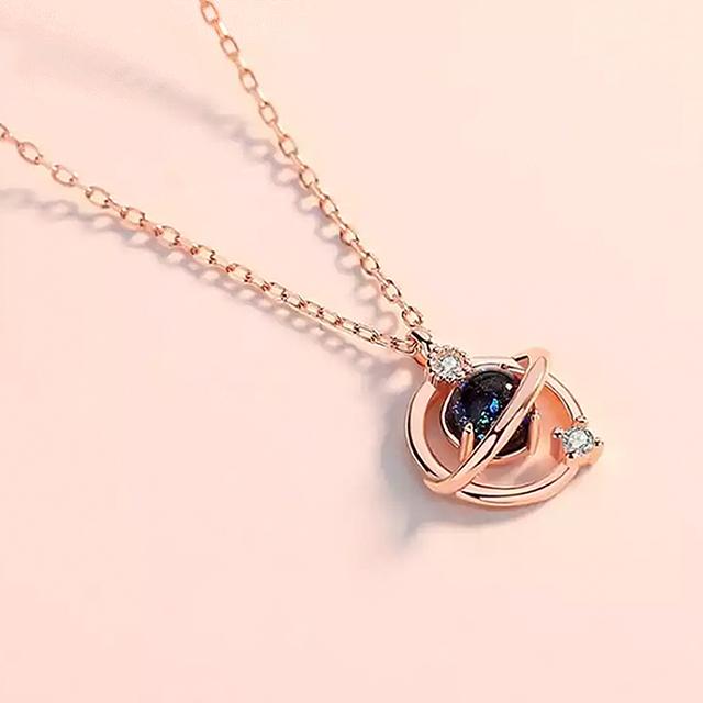 

Модное женское ожерелье с планетой вокруг формы дизайн металл розовое золото цвет аксессуары для женщин нежные ювелирные изделия 45cm