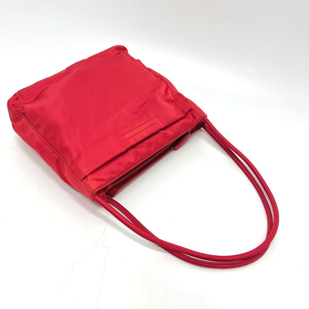Prada B8725 Logo Tote Bag, Shoulder Bag, Triangle Plate Hand Bag Nylon Red