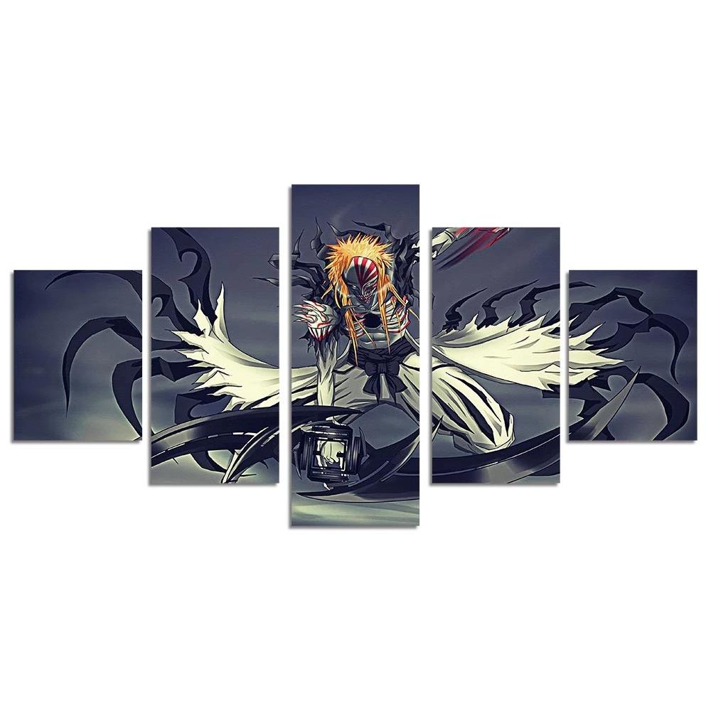 Art Modular Pictures 5 Pieces Japanese Anime Kurosaki Ichigo Bleach Canvas Painting Home Decor Wall Posters HD Prints Framework