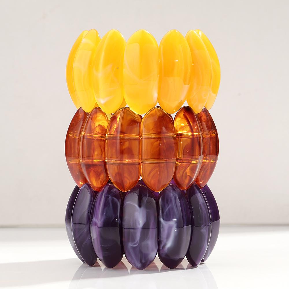 Vintage Acrylic Amber Elastic Geometric Bracelets Bangles for Women Stretchy Resin Big Cuff Bracelet Designer Jewelry 2025