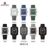 Naviforce Original Men Watch Lightweight Plastic Case Silicone Strap 50m Waterproof Luminous Pointer Square Men Fashion Casual Watch NF6112