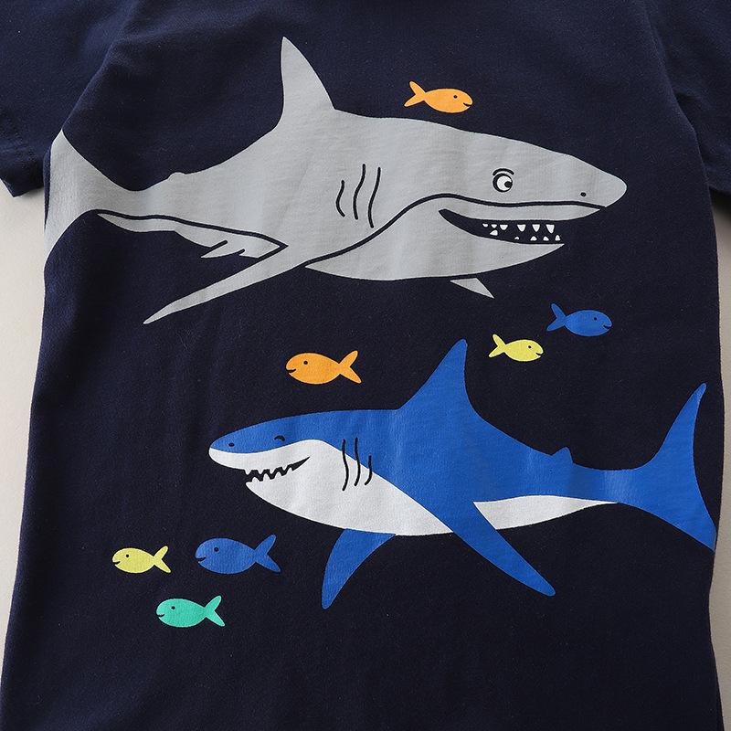 Letnie koszulki chłopięce, dziecięce koszulki z krótkim rękawem, bawełna dzianina bawełniana, dziecięcy dekolt okrągły, topy z postaciami z kreskówek