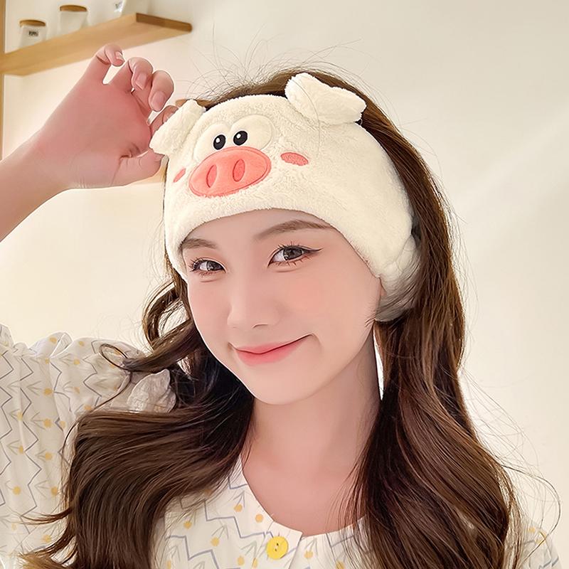 Kawaii čelenka do lázní, na líčení, mytí obličeje, na párty - Roztomilá prasečí čelenka do vlasů do sprchy, pro kosmetiku, péči o pleť, měkké obličejové čelenky