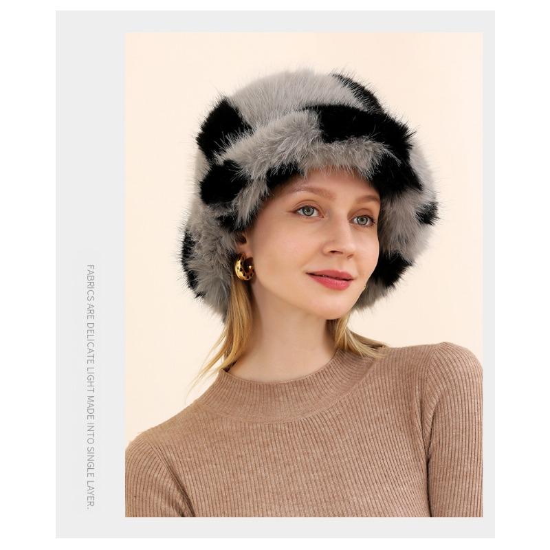 Autumn and Winter Fur Hats, Children's Zebra Patterned Fisherman Hats, Warm Plush Basin Hats