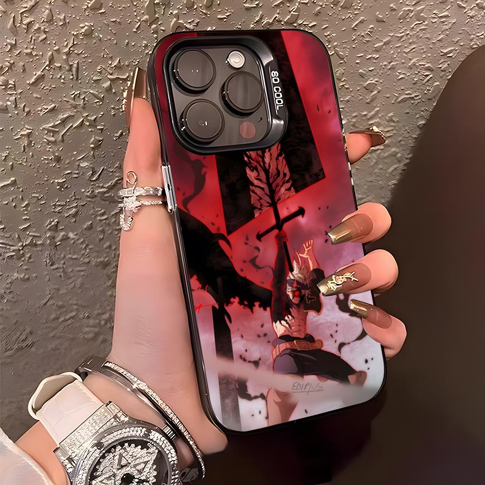 B-Black Hot Clover Phone Case For IPhone17 Air 16 15 14 Plus 13 12 11 Pro XS Max Silver Black Bumper Case
