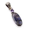Natural Labradorite, Pink Amethyst 925 Solid Sterling Silver Pendant 1.50'' Z0Y87
