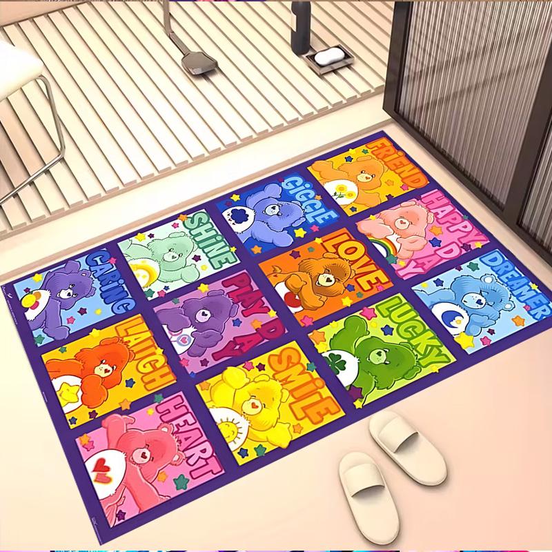 Care Bears Print Rug, Washable Floor Carpet, For Entryway Dorm Laundry Room Office Study, Home Decor Birthday Christmas Gift