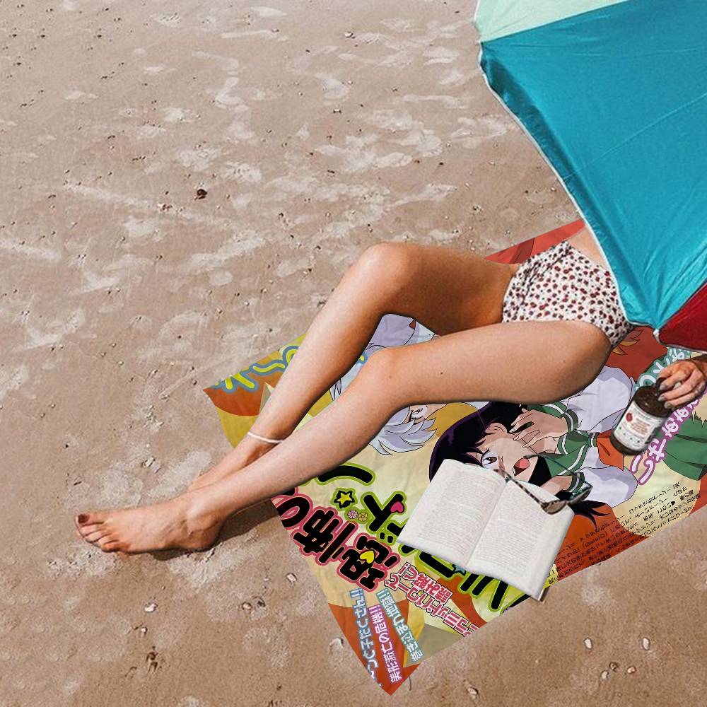Anime I-Inuyasha Vintage Microfiber Printed Beach Towel Mountain Climbing Yoga Beach Swimming Running Absorbent Soft Towel