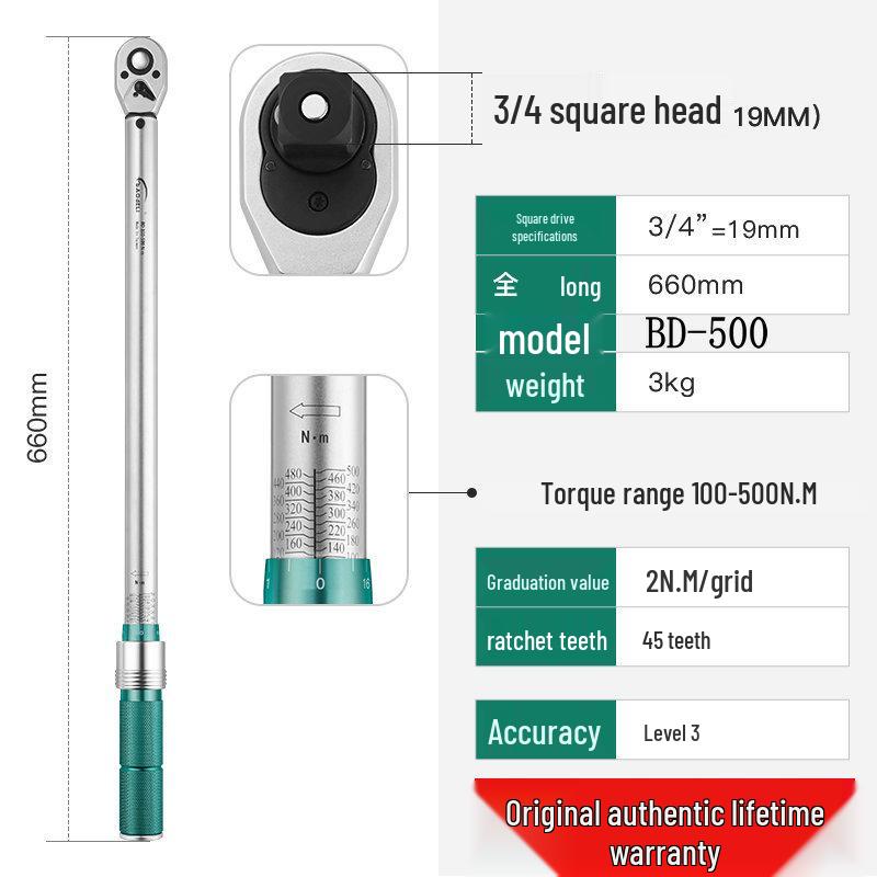 Taiwan Baodelili High Precision Adjustable Torque Wrench for Spark Plugs and Tires