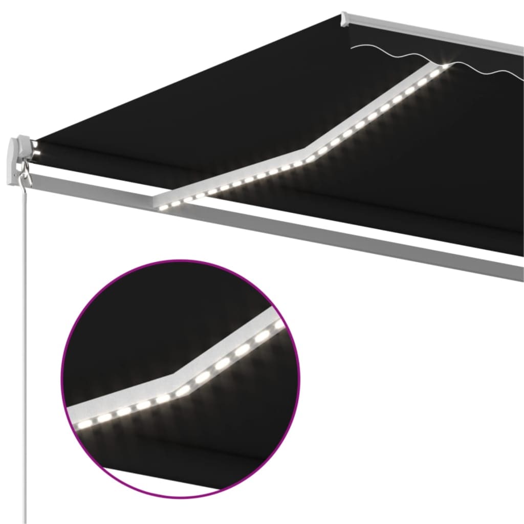Manual Retractable Awning with LED Lights 600 X 350 Cm Anthracite