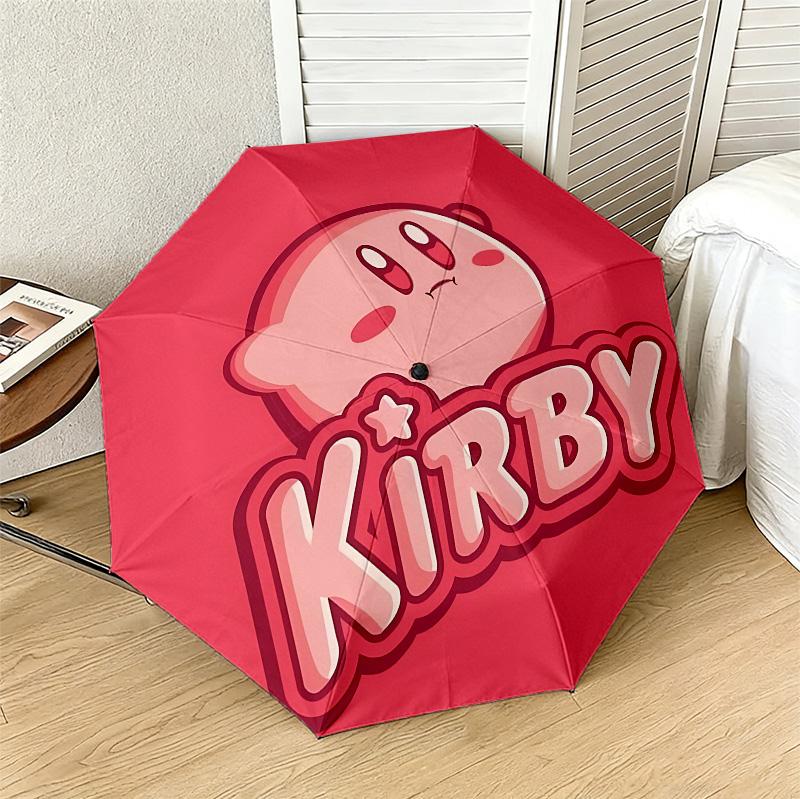 Kirby Adventure 8 Ribs 3Fold Black Glue Uv Protection Umbrella Sun Protection Rainproof Compact Folding Umbrella For Travel Daily Use C923863