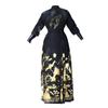 Elegant Black Hanfu: Gold-Stamped Crane Design, Plus Size Couple Set, Traditional Chinese Style Skirt for Women