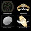 Automatic Mechanical Watches for Men Skeleton Hollow Dial Luminous Wrist Watch Steel Strap Square Case Watch Waterproof