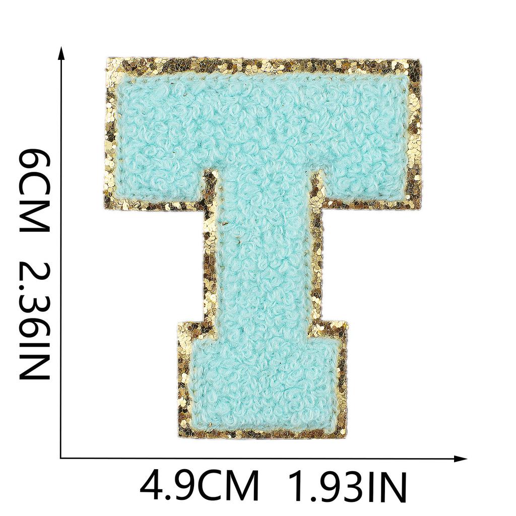 6Cm Towel Embroidery Lake Blue English Letter Embroidery Cloth Sticker Bag Decoration Patch Sticker Ironing Number Sticker