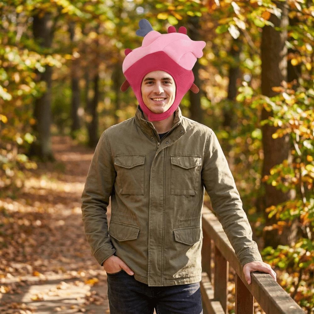 Cartoon Heart Headgear Soft Comfortable Breathable Heart-Shaped Headgear Funny Cotton-Filled Party Costume Head Cover Cosplay