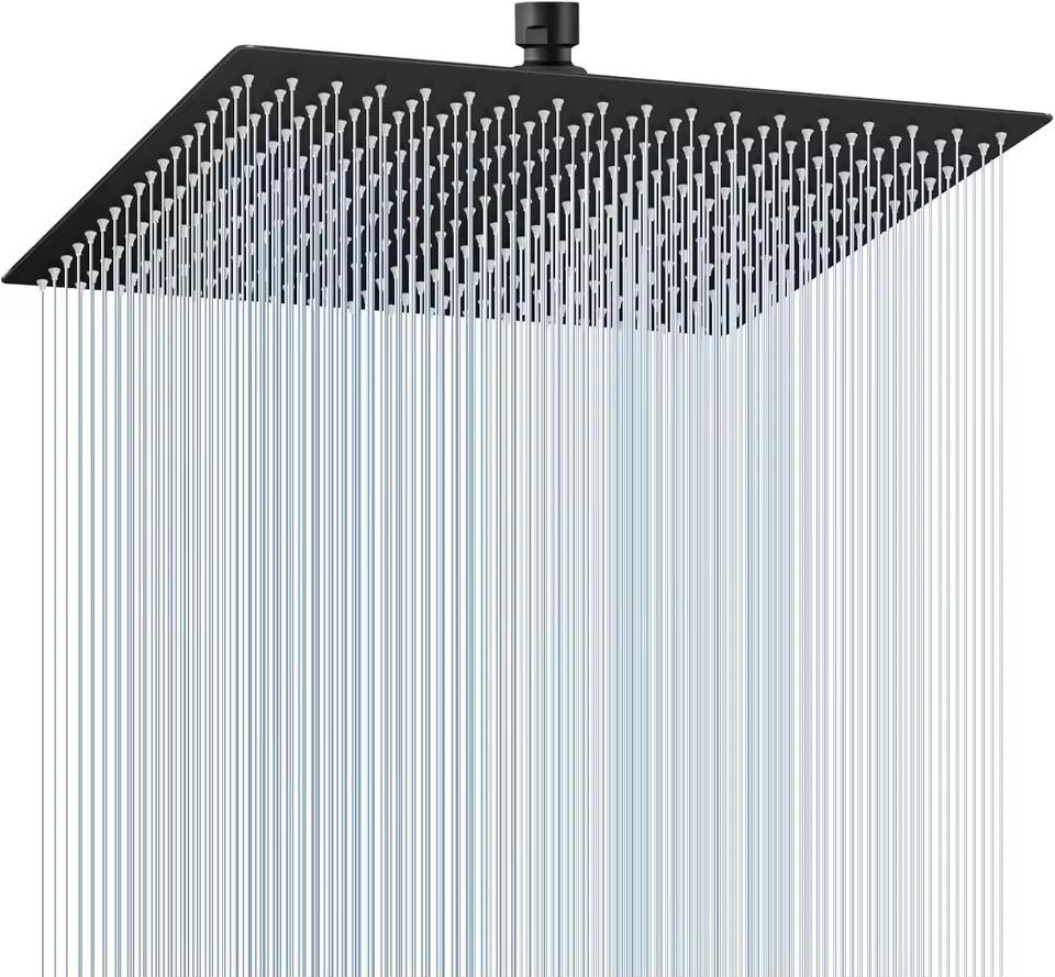 8" 10" 12" Square Round High Pressure Stainless Steel Shower Head Black Silver Golden Large Flow Pressure Boosting Design Shower