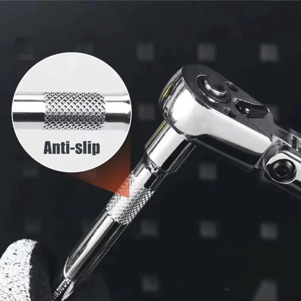 72 Tooth Flex Head Ratchet Set Rubber Grip Adjustable Ratchet Wrench Auto Repair