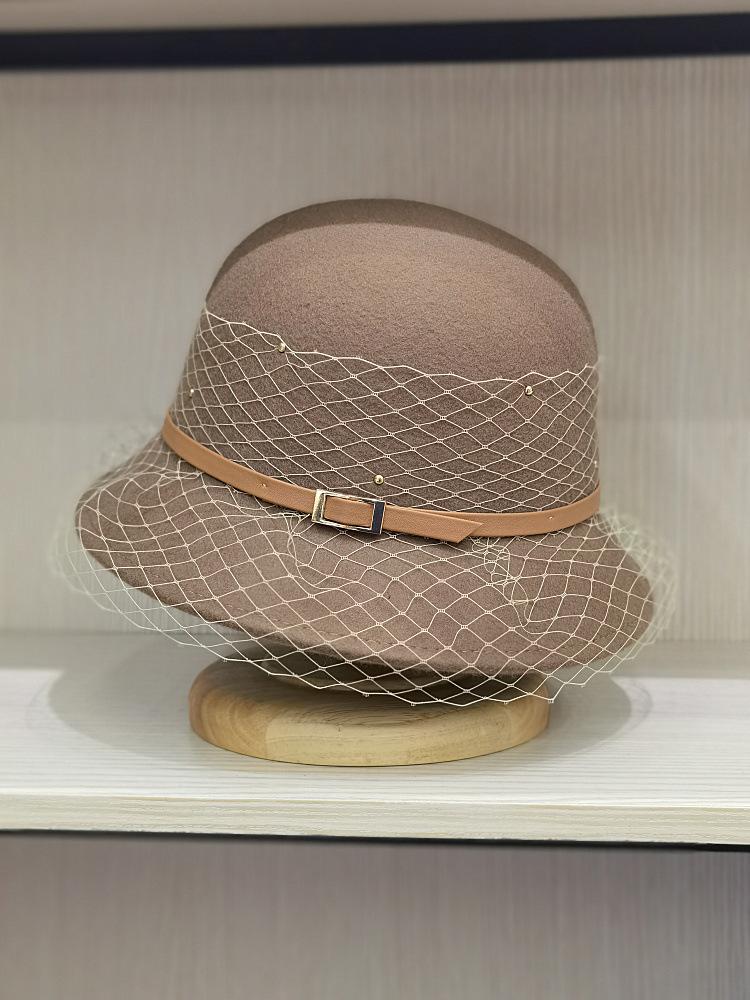 Autumn Winter 100% Wool Hat Bell Hat Women's French Elegant Retro Hepburn Autumn and Winter Celebrity Pearl Wool Felt Bucket Hat