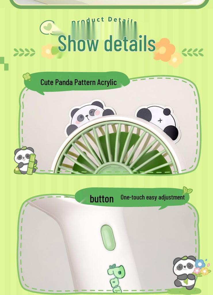Green Panda USB Rechargeable Mini Desk Fan