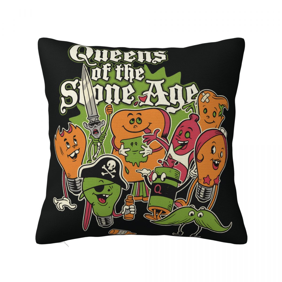 

Pillow Cover Queens Of The Stone Age Music Band Cushion Cover American Rock Music Pillow Case For Office Car Pillowcases 12x12Inch
