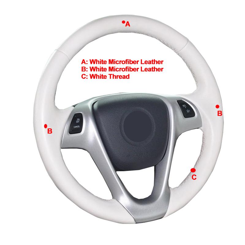 Hand Sew Car Steering Wheel Cover Wrap Artificial Leather White For Smart Forjeremy 2013 Smart Fortwo 2009 2010 2011 2012 2013