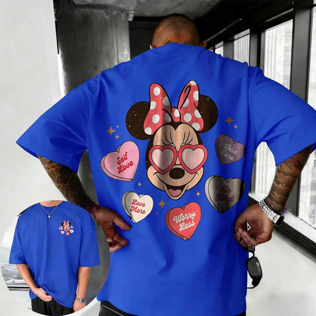 Summer 2026 Disney Cute Mickey Mouse Print Tshirt 100 Pure Cotton Shortsleeved Casual Loose Breathable Top Unisex