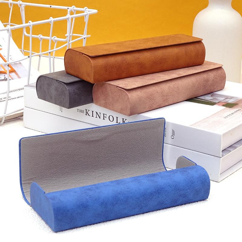 Simple PU Leather Glasses Box for Men Women Pressure Resistant Myopia Presbyopia Sunglasses Box Portable Reading Glasses Case