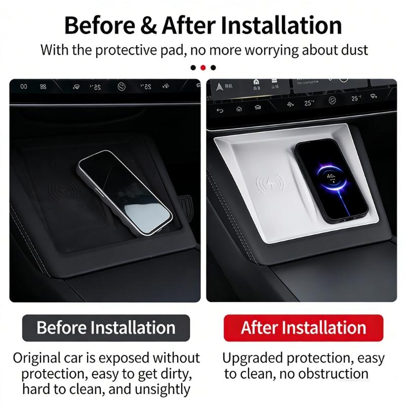 Washable Silicone Charging Pad Mat for Center Console Anti Slip Surfaces Easy to Clean Enhances Car Aesthetics Materials
