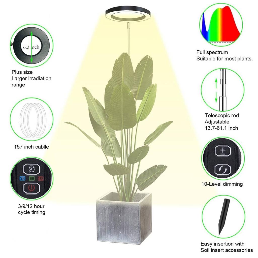 Plant Grow Light Floor Lamp Full Spectrum Sunlight Large Potted Plant Fill Light 3 9 12 Hours Timing 10 Levels Dimming