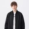Men's Waterproof Black Oxford Solid Bomber Jacket - Loose Fit, Rascally Cool, Straight Shoulder, Korean Style Outerwear