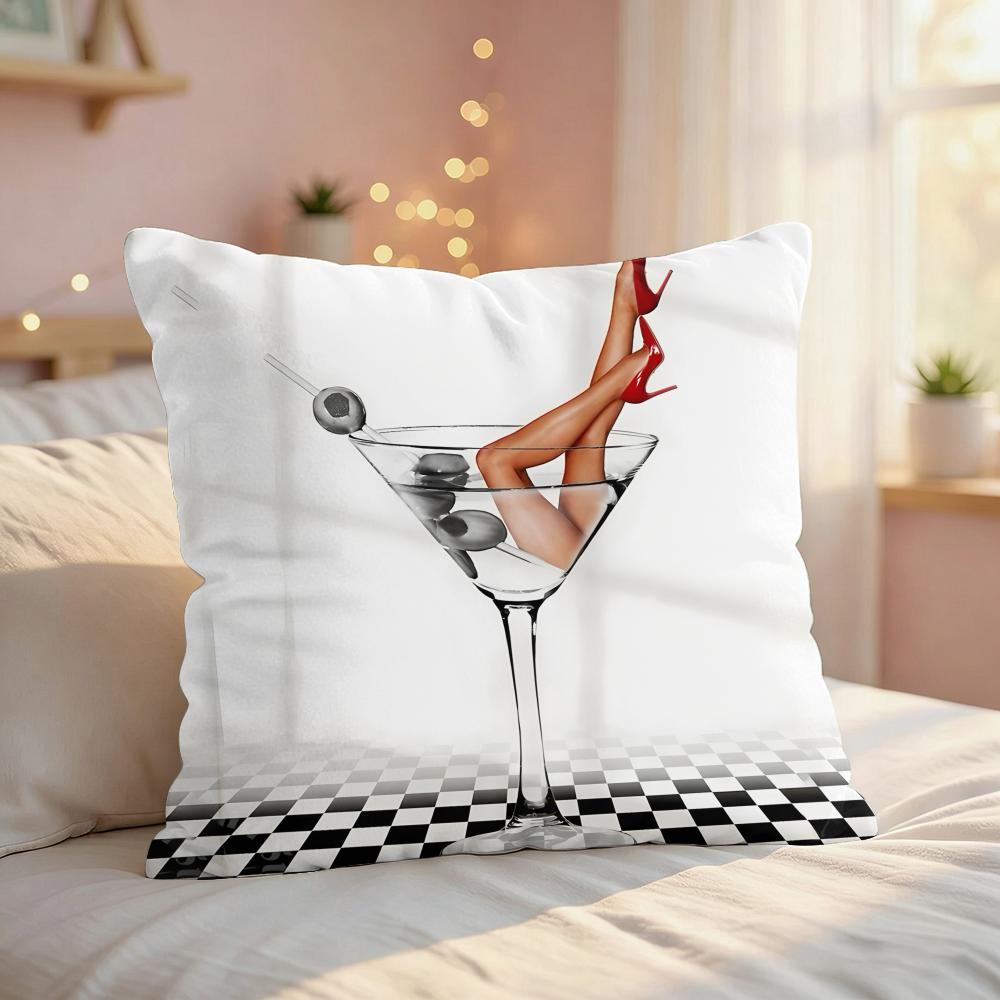Wine Animal Art Design INS Cushion Cover Silky Short Plush Invisible Zipper Dustproof Sofa Pillow Case For Home Decor
