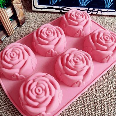 Silikon 6 Otworów Kwiat Róża Ciasto Lody Czekolada Formy Mydło 3D Babeczki Naczynia Do Pieczenia Formy Do Pieczenia Ciasto Forma Do Muffin