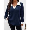 JPNTKY Women's Fashion Casual Solid Color Print Long Sleeve V Neck Blouses & Shirts