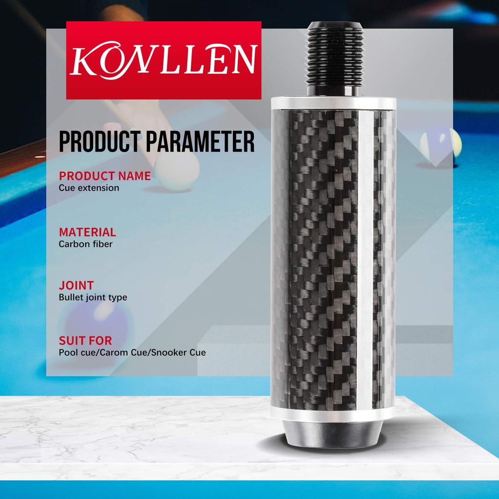 KONLLEN Pool Cue Carbon Fiber Billiard Cue Billiard Accessories for Pool Sticks Extension, 2", 3", 4", 6", 8", 12", Extension,