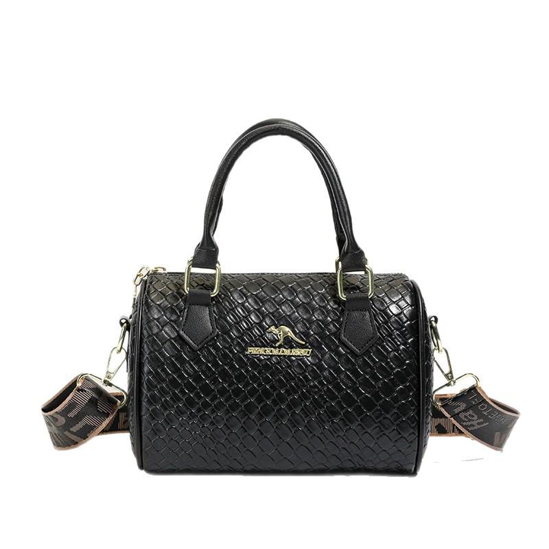 2026 New Fashionable And Popular Soft Leather Boston Bag Versatile Wide Shoulder Strap Single Shoulder Crossbody Bag