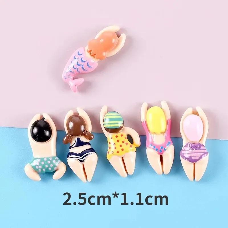 6pcs Resin Cartoon Swimming Figurine Refrigerator Magnets Cute Decorative Magnets Personalized Fridge Magnet Home Decor
