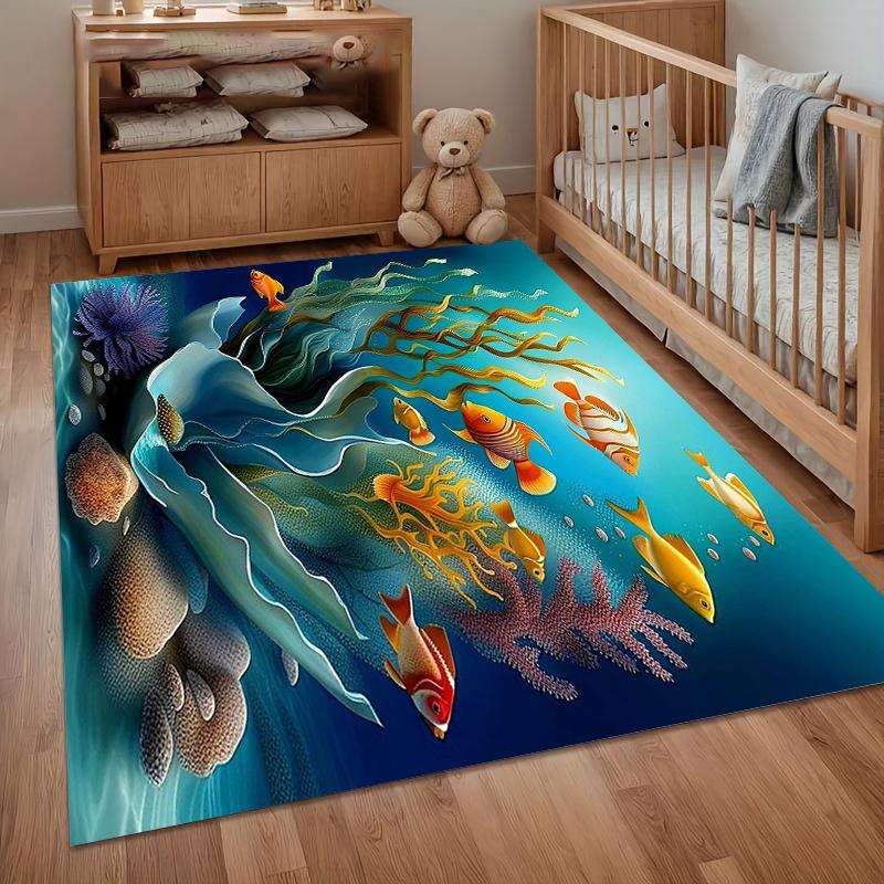 

Luminous Underwater Coral Garden Large Area Rug-Vibrant Marine Life Non-Slip Rug for Entryways Kids Rooms & Living Spaces Carpet 50cm x 80cm