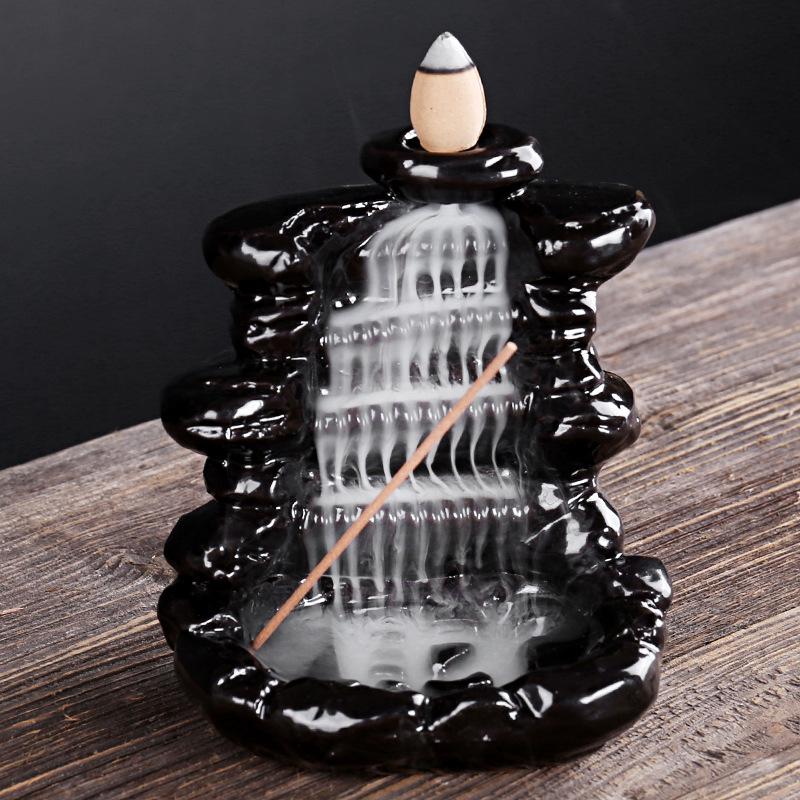 Creative Ceramic Buddha Hand Rockery Backflow Incense Burner for Home or Office
