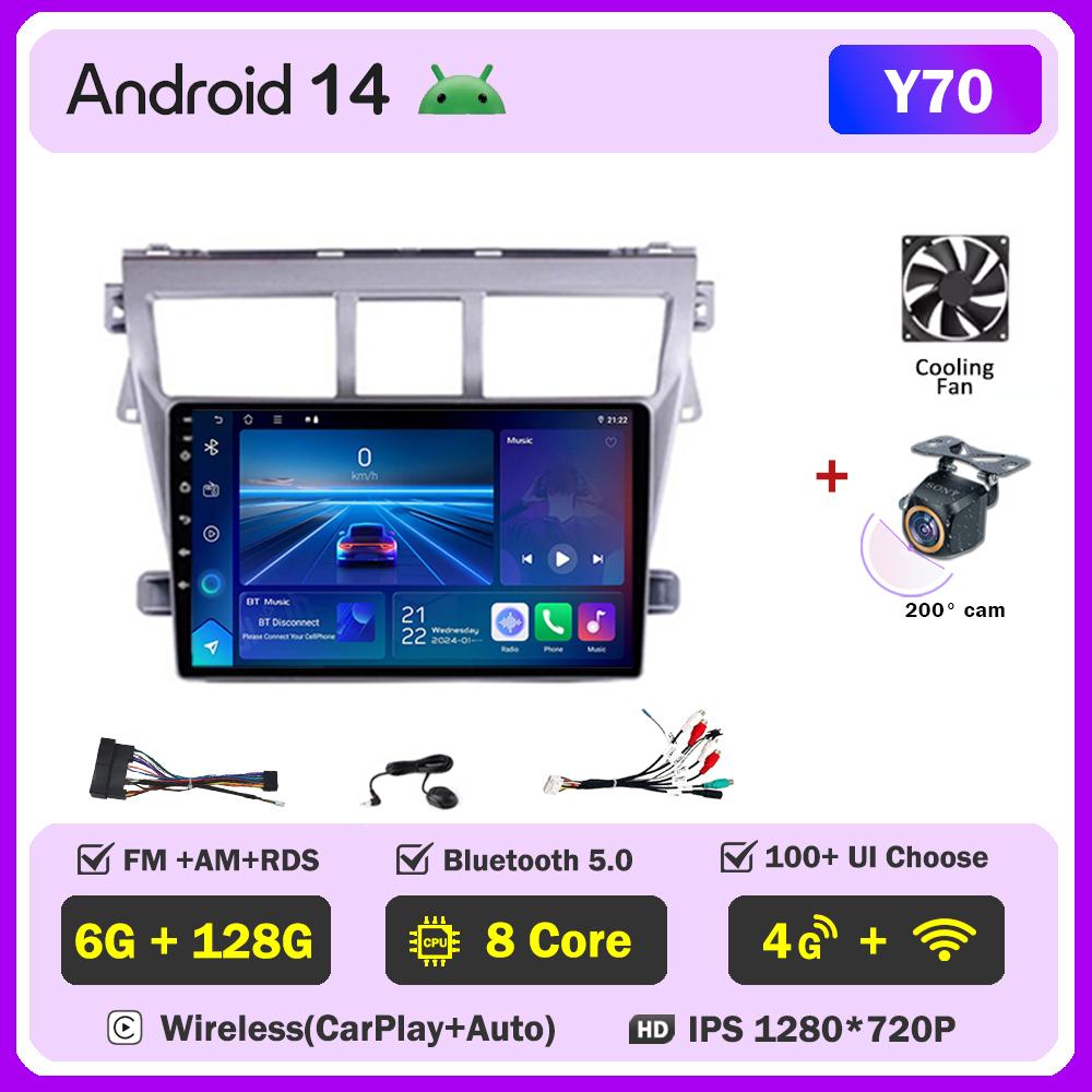 For Toyota Vios Yaris 2007 2008 -2012 Car Radio Player Car Carplay Screen Autoradio Mirror Link Car Intelligent Systems 8 Core