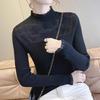 Autumn and winter new fashion semi-turtleneck knitted sweater with top women's lace edge slim-fitting and thin sweater bottoming shirt