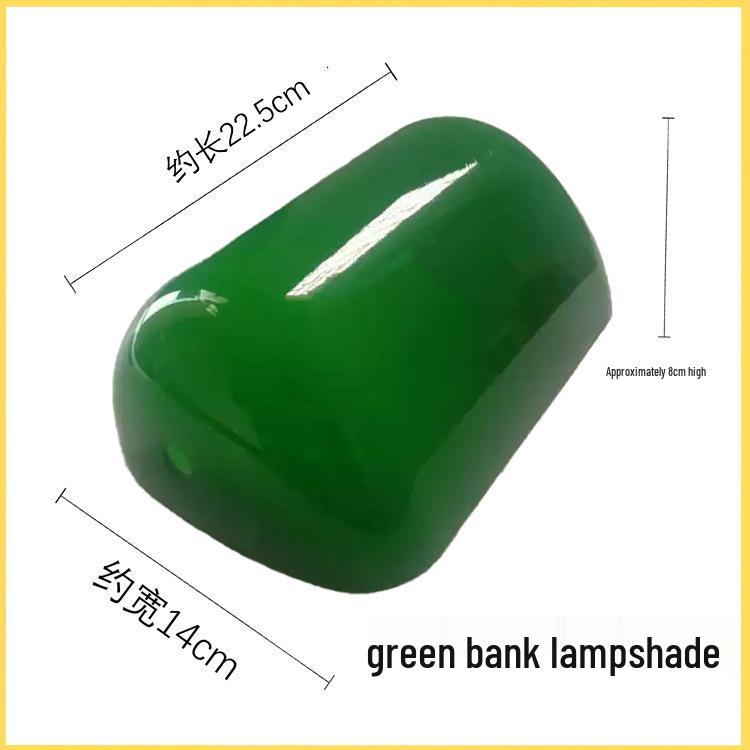 

Retro Bank Desk Lamp with Jade, White, Orange, and Black Hand-Blown Glass Lampshade