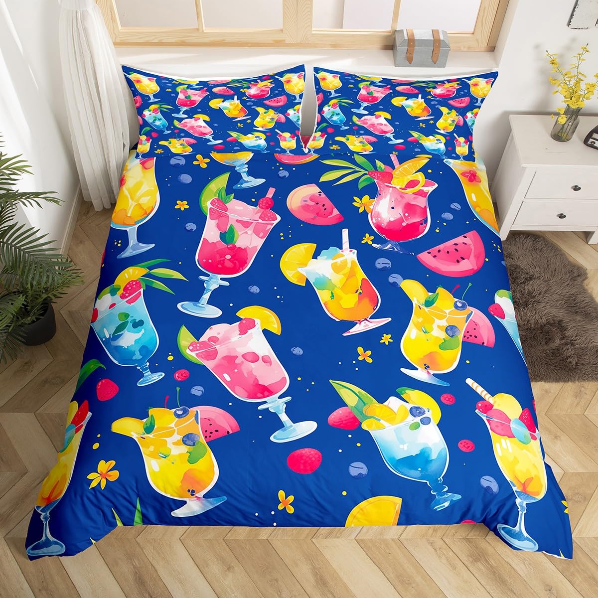 

Juice Drink Duvet Cover Sets Queen King Lightweight Quilt Covers Bedroom Decor Cool Summer Themed Bedspread Covers No Comforter EU Single(135x200cm)